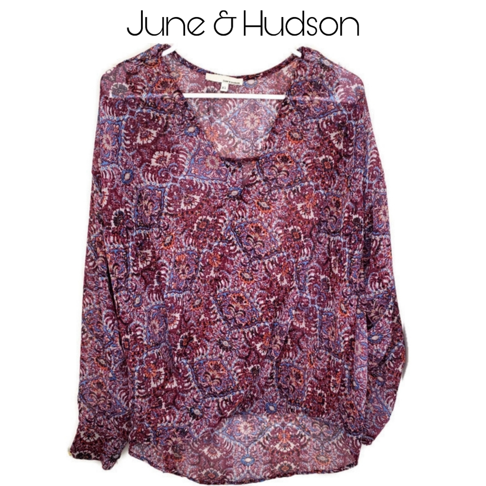 June & Hudson Faux Wrap Top Sz XL